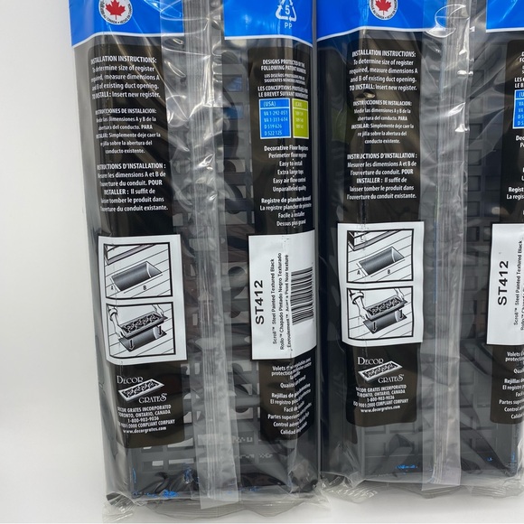 Decor Grates Floor Register ST412 4 By 12 Inch Black Scroll Design Home Set Of 2 - Picture 4 of 7